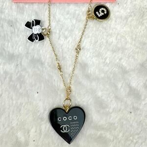 Chanel resin acrylic Charm with new gold chain necklace. Great gift. Choose ONE!